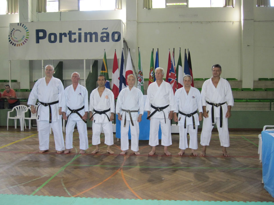 Students holding a stance during training
