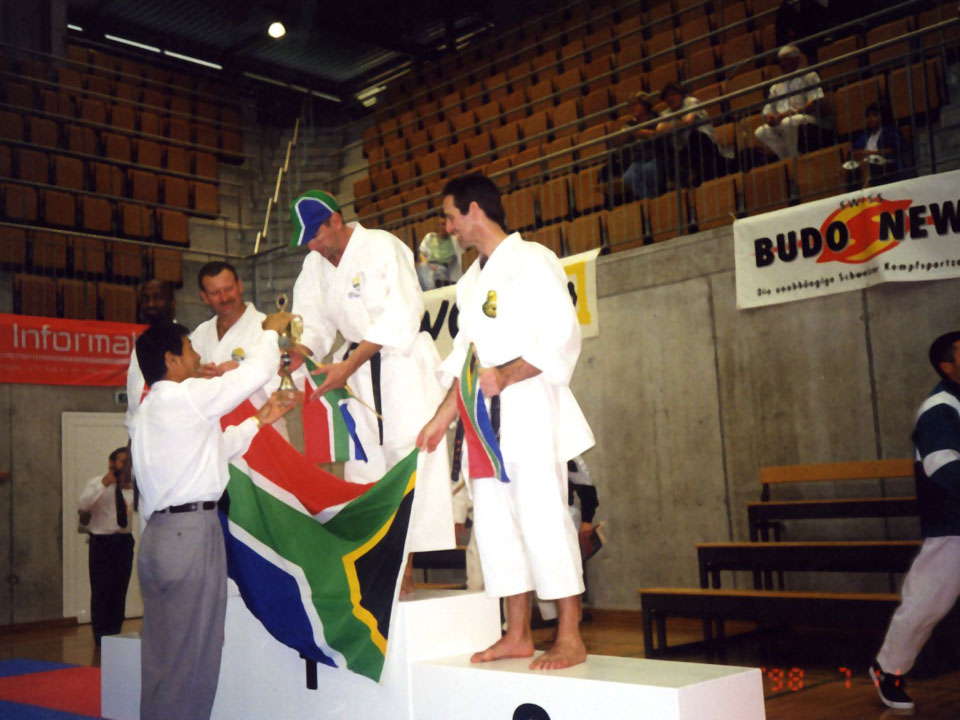 Group training on the dojo floor