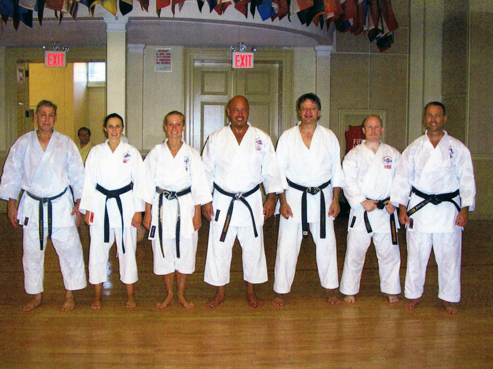 Black belts training together